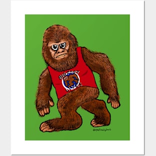 Bigfoot Wearing Sasquatch T-Shirt Posters and Art